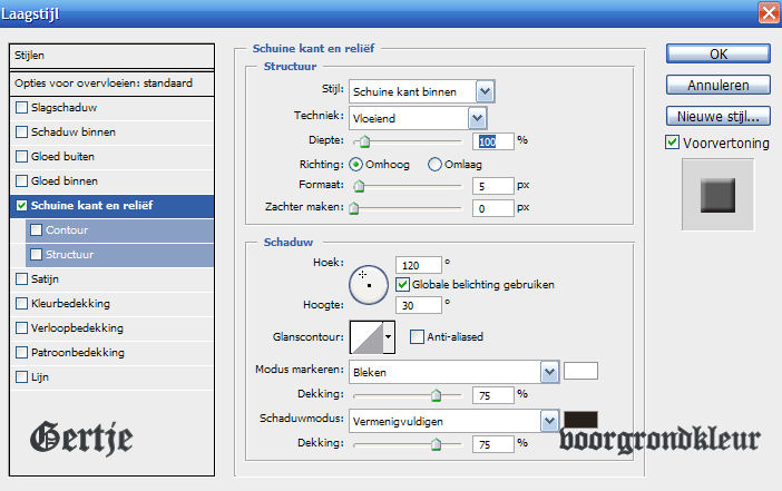 screentje schuine kant en relief